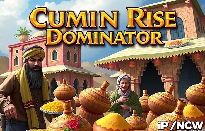 Cumin Rise Dominator - Official Cover Cumin Rise Dominator game cover showing Indian village market with spice traders